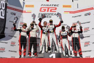 Podium, #88 LP Racing ITA Audi R8 LMS GT2 Stephane Ratel FRA Mattia di Giusto ITA Pro-Am, #67 - LP Racing - Henry Hassid - Anthony Beltoise - Audi R8 LMS GT2, #18 LP Racing ITA Audi R8 LMS GT2 Michael Doppelmayr AUT Pierre Kaffer DEU Pro-Am, Race 1
 | &copy; SRO / JEP