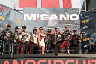 Race 1 Am Podium (l-r) #115 - NM Racing Team - Alberto DE MARTIN - Nil MONTSERRAT - Mercedes-AMG GT2, #88 - LP Racing - Stephane RATEL - Luca PIRRI - Audi R8 LMS GT2, #1 - LP Racing - Philippe PRETTE - Maserati GT2, #789 - RTR Projects - Petr LISA - Vikto | SRO / JEP